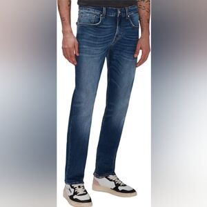 7FAMK Men's The Straight Dark Blue Jeans W34 Short *Inseam 27" L 37.5 EUC